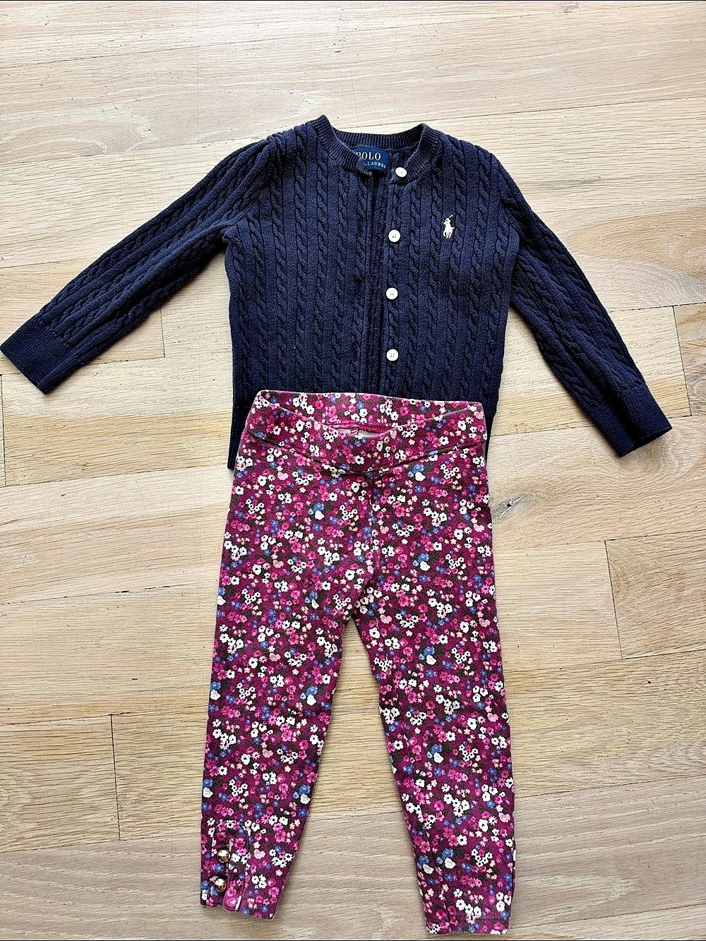 Ralph Lauren Girls 2T Floral Cable-Knit and Janie and Jack pants